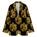 Black And Gold Dragon Pattern Print Women's Blazer