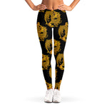Black And Gold Dragon Pattern Print Women's Leggings