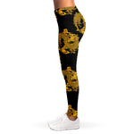 Black And Gold Dragon Pattern Print Women's Leggings