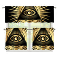 Black And Gold Eye of Providence Print 3 Piece Kitchen Curtains