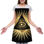 Black And Gold Eye of Providence Print Adjustable Apron