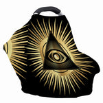 Black And Gold Eye of Providence Print Baby Seat Cover