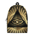 Black And Gold Eye of Providence Print School Backpack