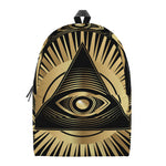 Black And Gold Eye of Providence Print Backpack