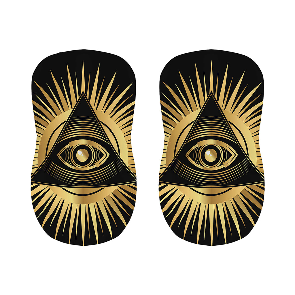 Black And Gold Eye of Providence Print Bar Stool Covers