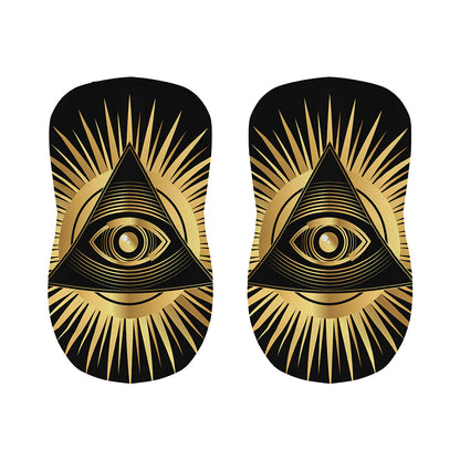 Black And Gold Eye of Providence Print Bar Stool Covers