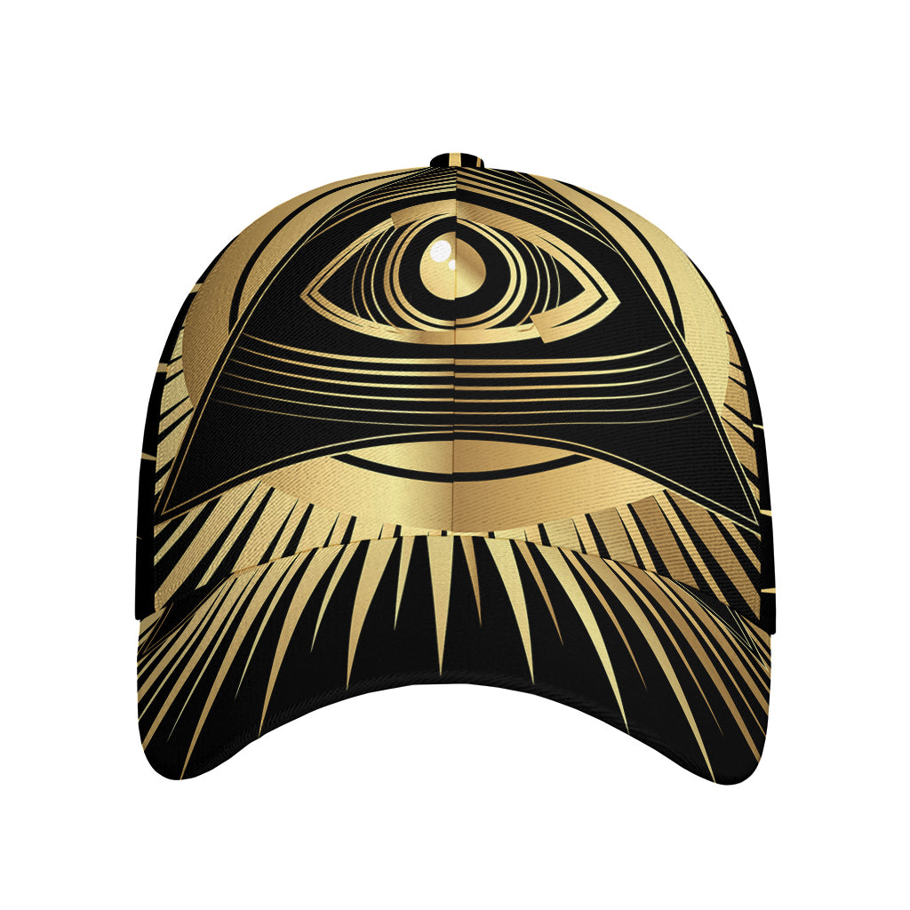 Black And Gold Eye of Providence Print Baseball Cap