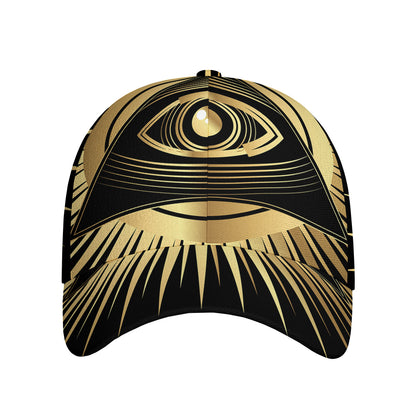 Black And Gold Eye of Providence Print Baseball Cap