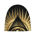 Black And Gold Eye of Providence Print Beanie