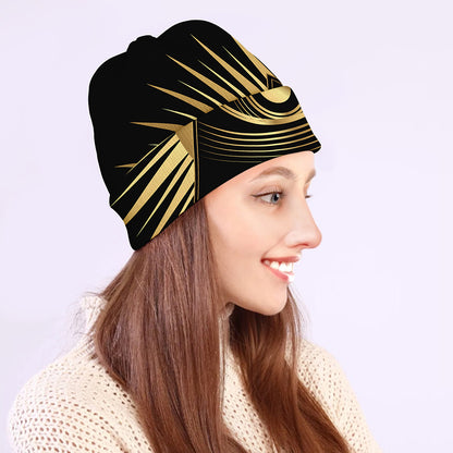 Black And Gold Eye of Providence Print Beanie