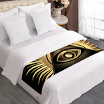 Black And Gold Eye of Providence Print Bed Runner