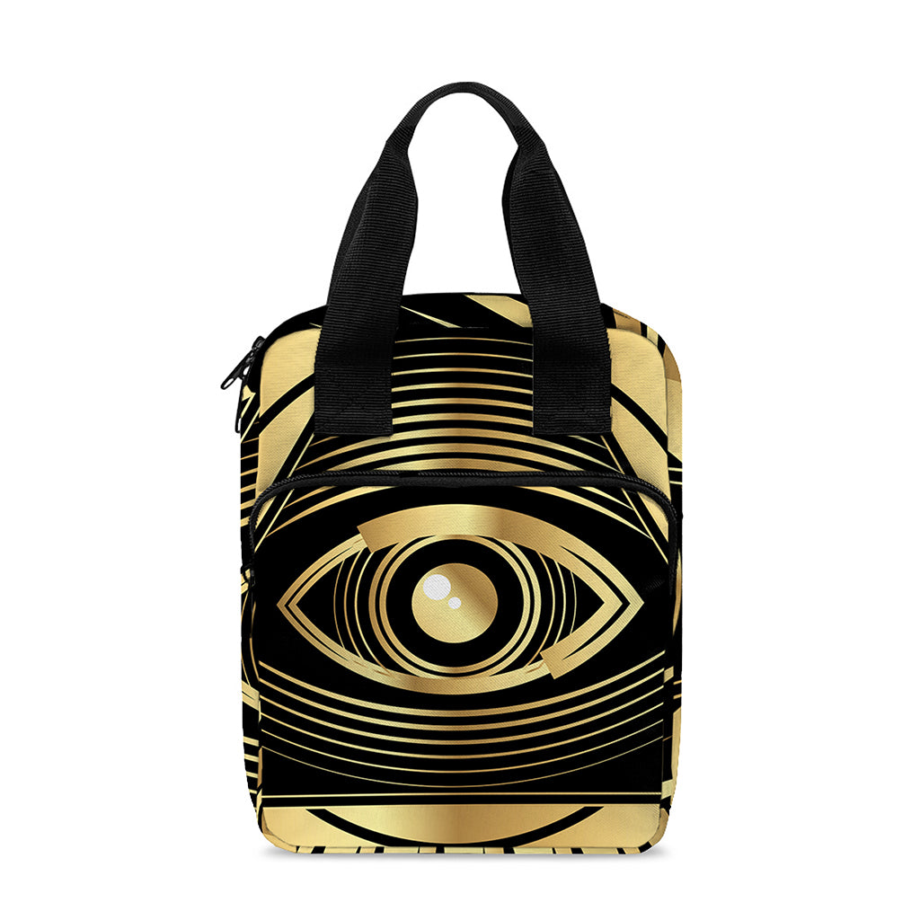 Black And Gold Eye of Providence Print Bible Tote Bag