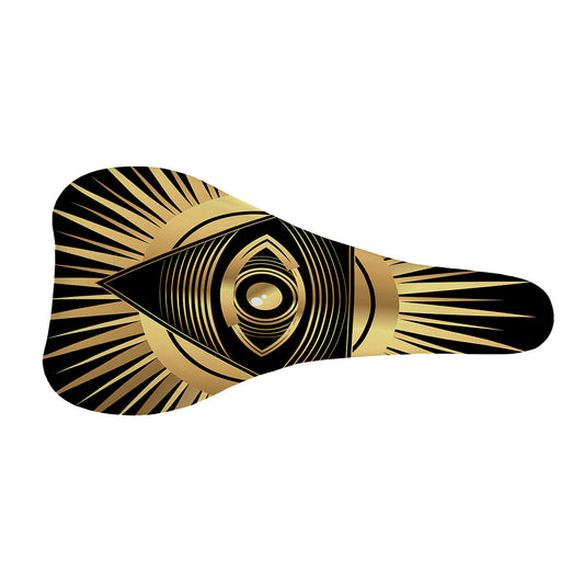Black And Gold Eye of Providence Print Bicycle Seat Cover