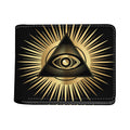 Black And Gold Eye of Providence Print Bifold Wallet