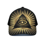 Black And Gold Eye of Providence Print Black Mesh Trucker Cap
