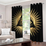 Black And Gold Eye of Providence Print Blackout Grommet Curtains