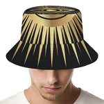 Black And Gold Eye of Providence Print Bucket Hat