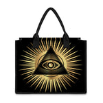 Black And Gold Eye of Providence Print Canvas Tote Bag