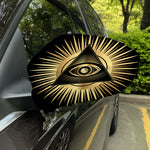 Black And Gold Eye of Providence Print Car Side Mirror Covers