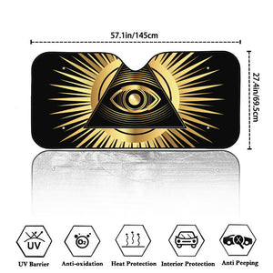 Black And Gold Eye of Providence Print Car Windshield Sun Shade