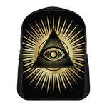 Black And Gold Eye of Providence Print Casual Backpack