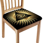 Black And Gold Eye of Providence Print Chair Cushion Cover