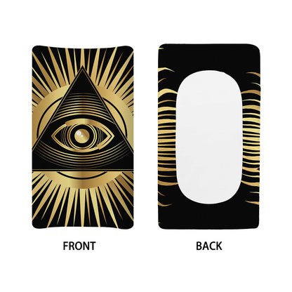Black And Gold Eye of Providence Print Changing Pad Cover