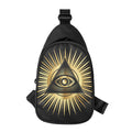 Black And Gold Eye of Providence Print Sling Bag