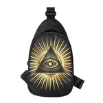 Black And Gold Eye of Providence Print Chest Bag