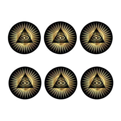 Black And Gold Eye of Providence Print Coaster Set