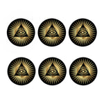 Black And Gold Eye of Providence Print Coaster Set