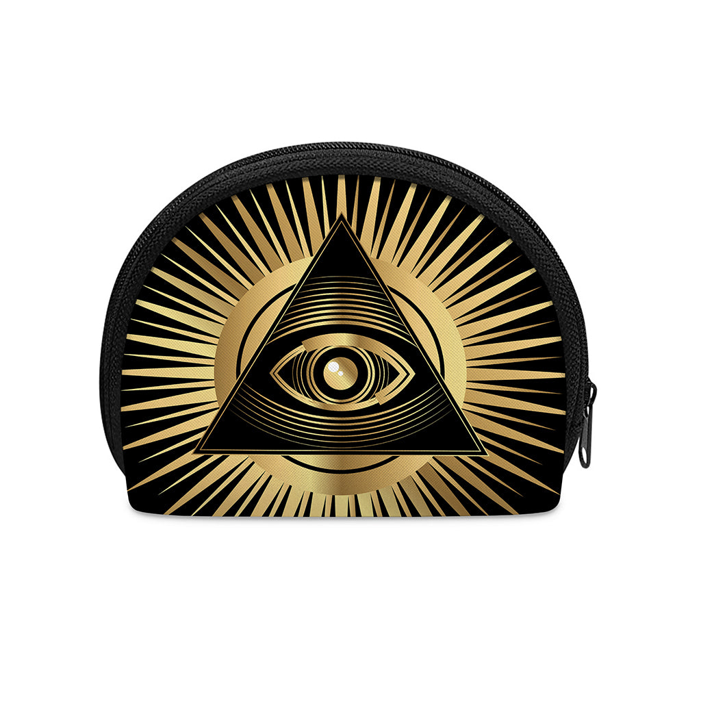 Black And Gold Eye of Providence Print Coin Purse