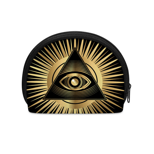 Black And Gold Eye of Providence Print Coin Purse