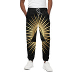Black And Gold Eye of Providence Print Cotton Pants