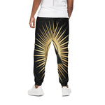 Black And Gold Eye of Providence Print Cotton Pants