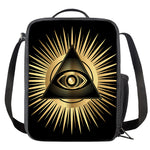 Black And Gold Eye of Providence Print Crossbody Lunch Bag