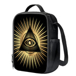 Black And Gold Eye of Providence Print Crossbody Lunch Bag