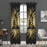 Black And Gold Eye of Providence Print Curtain