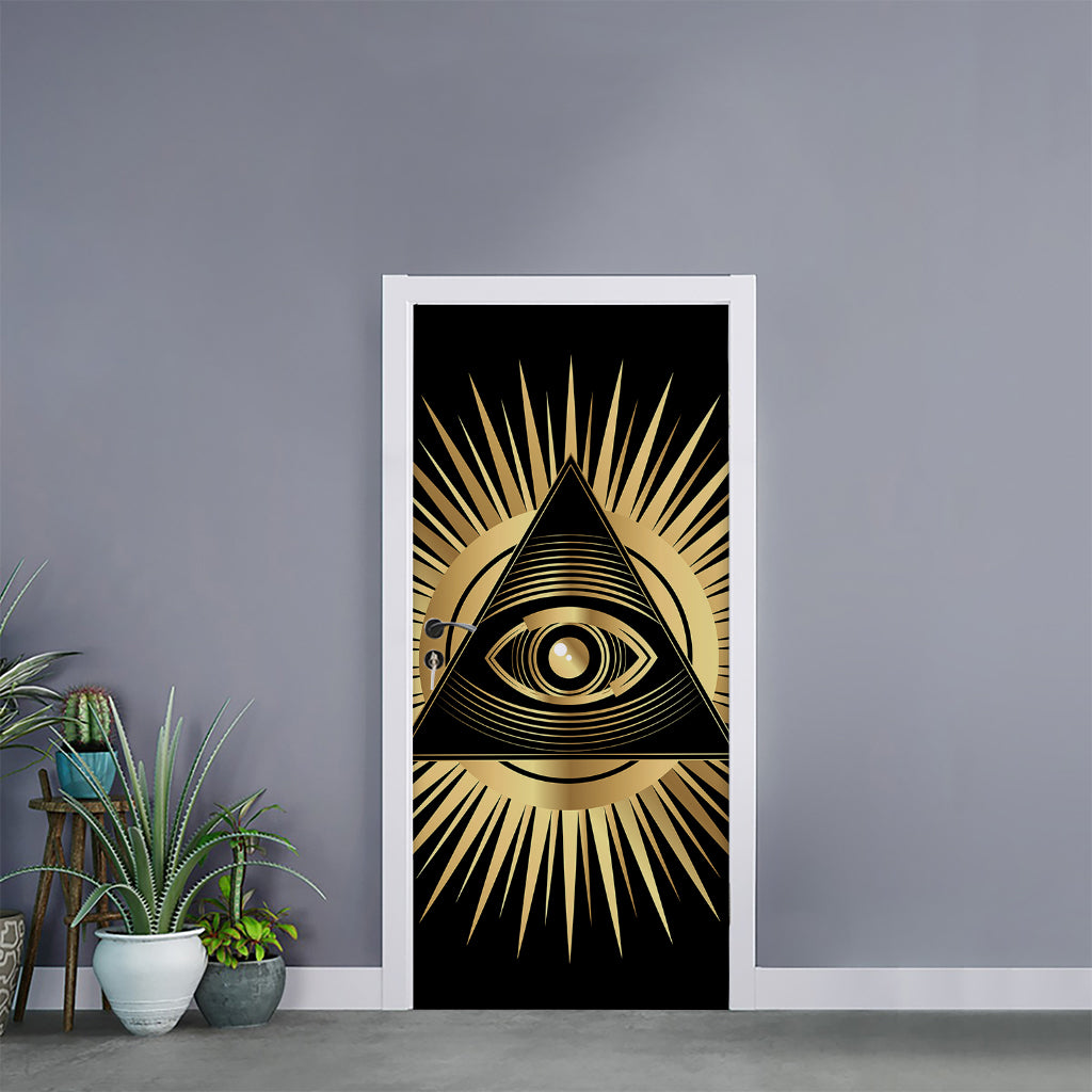 Black And Gold Eye of Providence Print Door Sticker