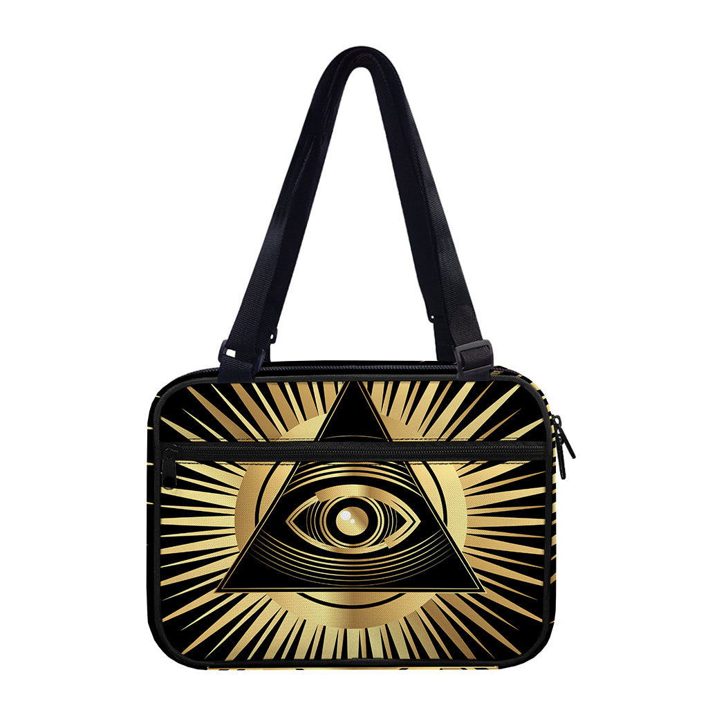 Black And Gold Eye of Providence Print Double Strap Bible Bag