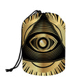 Black And Gold Eye of Providence Print Drawstring Makeup Bag