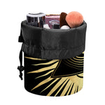 Black And Gold Eye of Providence Print Drawstring Makeup Bag