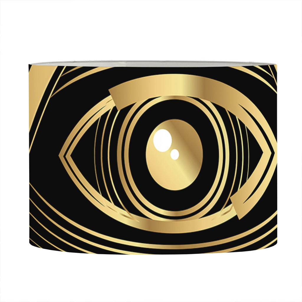 Black And Gold Eye of Providence Print Drum Lamp Shade