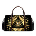 Black And Gold Eye of Providence Print Duffel Bag