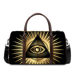 Black And Gold Eye of Providence Print Duffle Bag