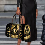 Black And Gold Eye of Providence Print Duffle Bag
