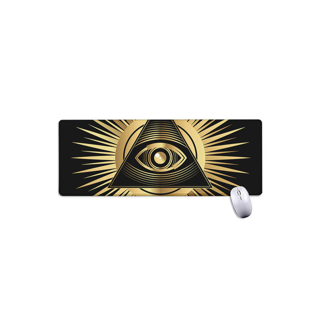 Black And Gold Eye of Providence Print Extended Mouse Pad