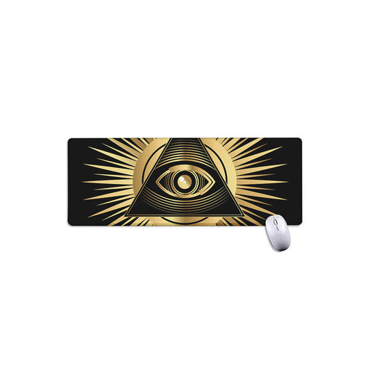 Black And Gold Eye of Providence Print Extended Mouse Pad