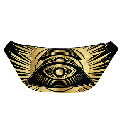 Black And Gold Eye of Providence Print Fanny Pack