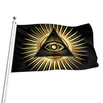 Black And Gold Eye of Providence Print Flag